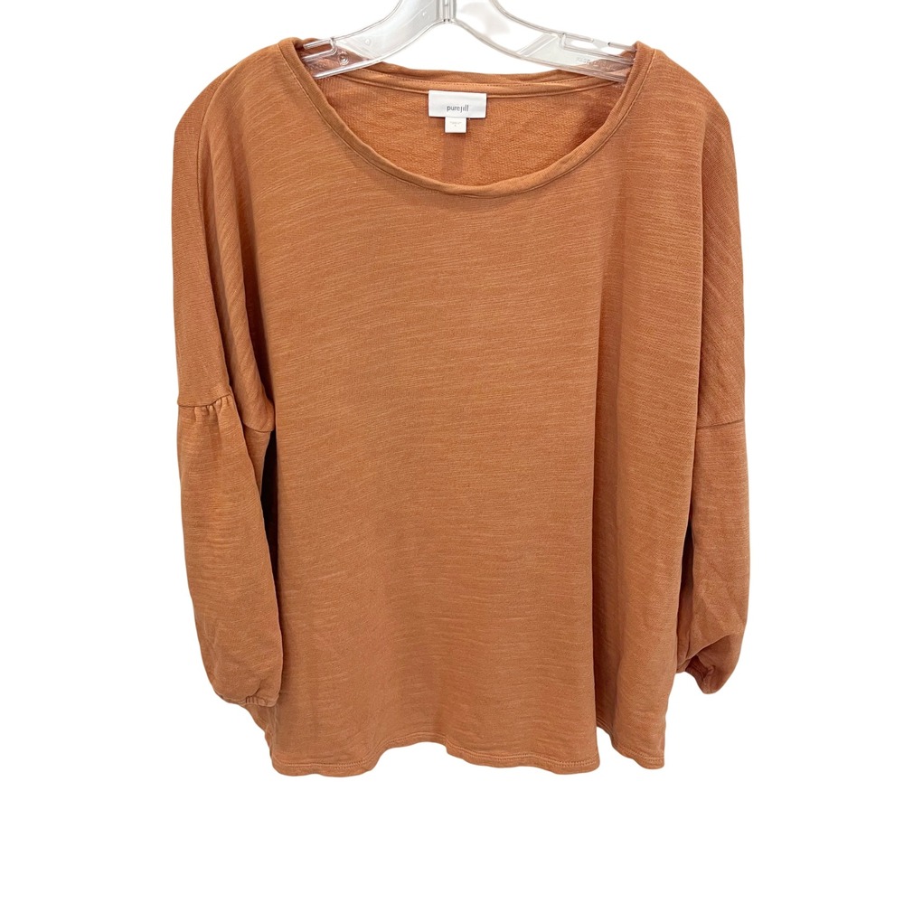PureJill J. Jill Terracotta Orange Cotton Slub Balloon Sleeve Top Size Large